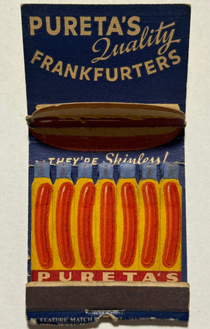 "Pureta's Frankfurters" Vintage Feature Matchbook with a Pop-Up Display