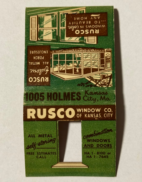 "Rusco Window Company" Kansas City, MO Vintage Feature Matchbook w/ Knothole Cover