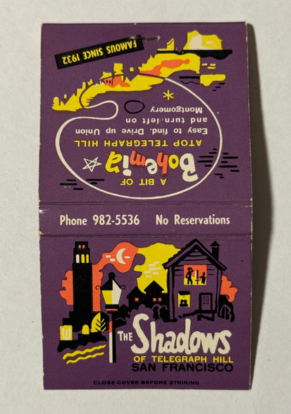 "The Shadows" San Francisco, CA Vintage Feature Matchbook