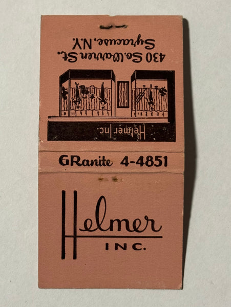 "Helmer Inc." Syracuse, NY Vintage Feature Matchbook