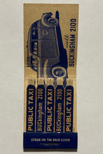 "Public Taxi Service Inc." Chicago, IL Vintage Feature Matchbook