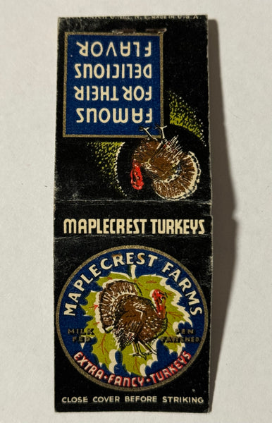 "Maplecrest Farms and Turkeys" Vintage Feature Matchbook with a Pop-Up Display!