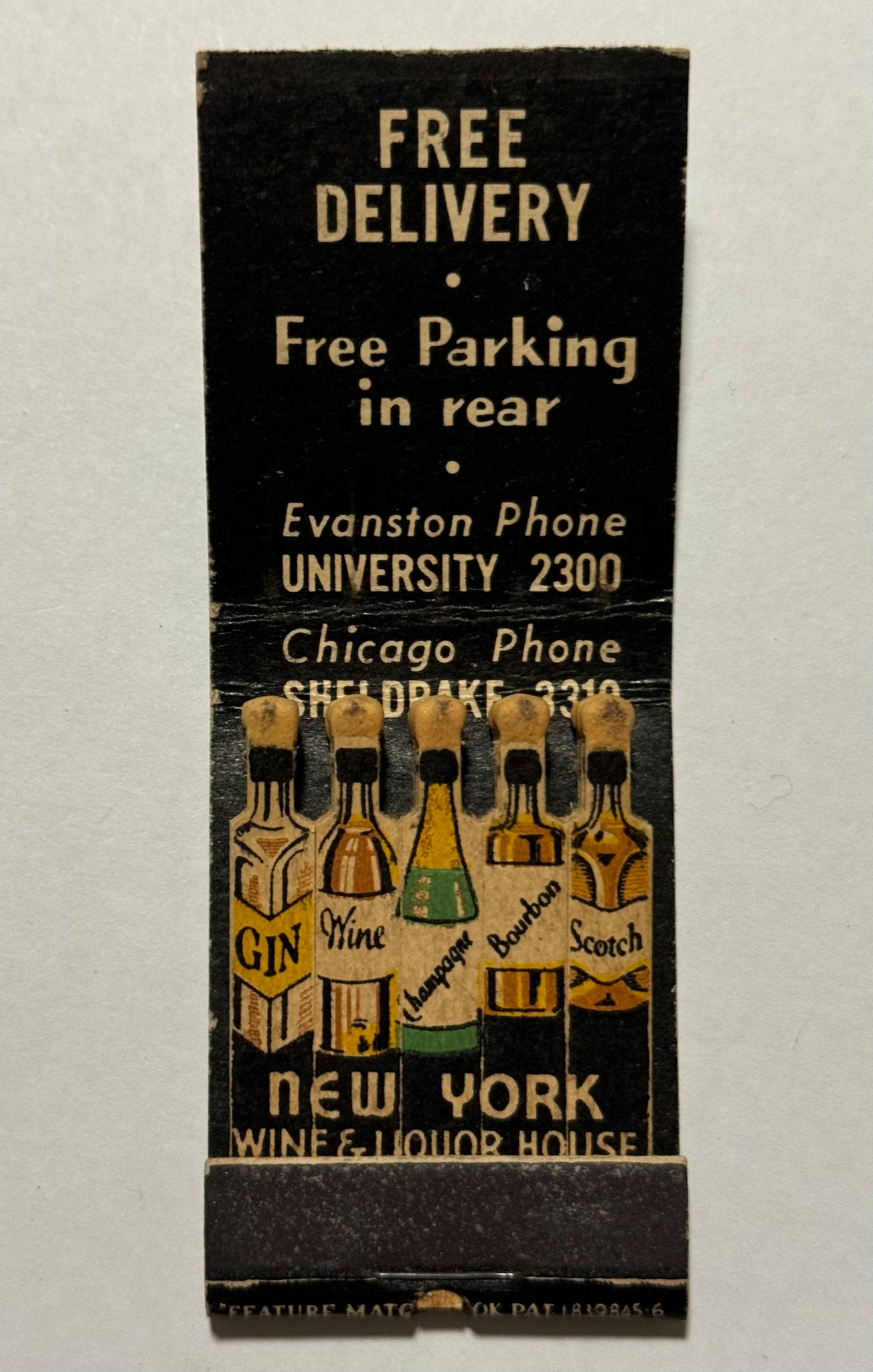 "New York Wine & Liquor House" Chicago, IL Vintage Feature Matchbook #2