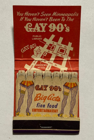 "Gay 90's" Minneapolis, MN Vintage Feature Matchbook (B)