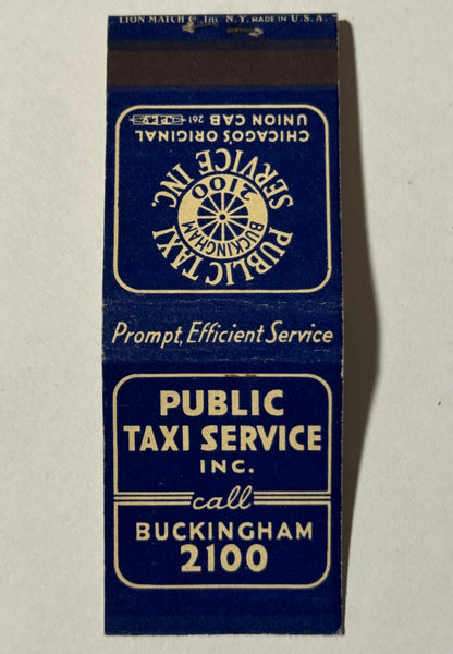 "Public Taxi Service Inc." Chicago, IL Vintage Feature Matchbook