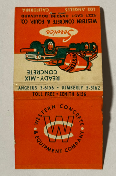 "Western Concrete & Equipment Company" Los Angeles, CA Vintage Feature Matchbook