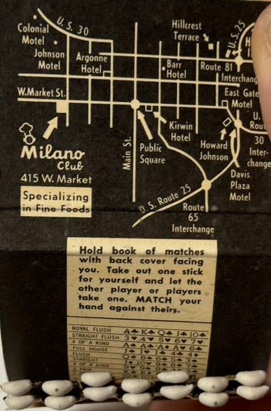 "Milano Club" Lima, OH Vintage Feature TIKI Matchbook