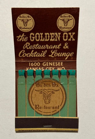 "The Golden Ox Restaurant " Kansas City, MO Vintage Feature Matchbook