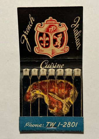 "T. Pittari’s French Italian" Vintage Feature Matchbook