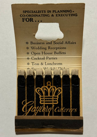 "Gaylord Caterers" Los Angeles, CA  Vintage Feature Matchbook with a Knot Hole Cover and Easel Back!