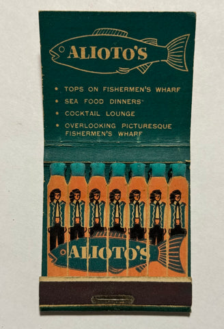 "Alioto's Seafood and Cocktails" Fisherman's Wharf, San Francisco, CA Vintage Feature Matchbook (B)