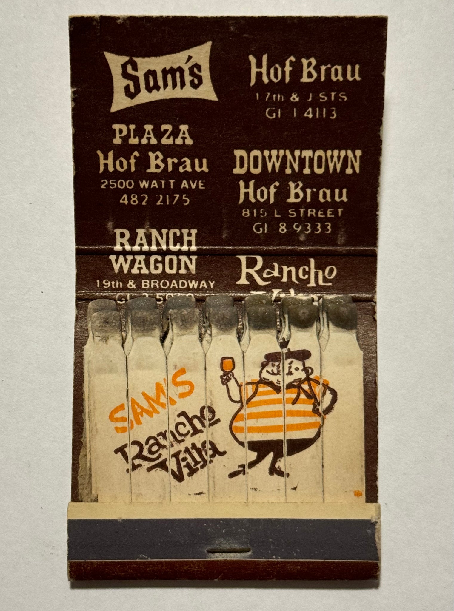 "Sam’s Restaurants - Rancho Villa" Vintage Feature Matchbook