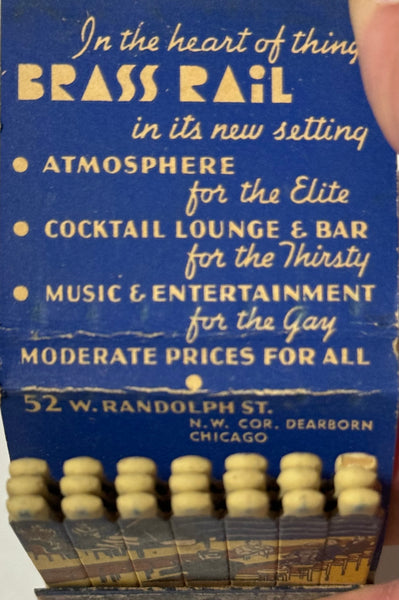 "Brass Rail Cocktail Lounge" Chicago, IL Vintage Feature Matchbook