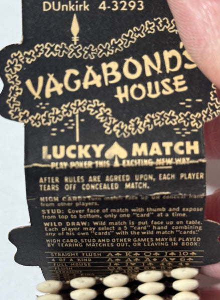 "Vagabond's House" Los Angeles, CA Vintage Tiki Lounge Feature Matchbook with Contour Cover