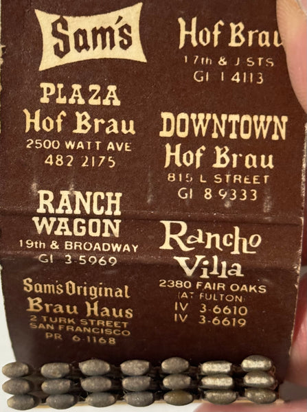 "Sam’s Restaurants - Rancho Villa" Vintage Feature Matchbook