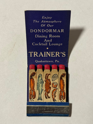 "Trainer's Dining and Cocktails" Quakertown, PA Vintage Feature Matchbook