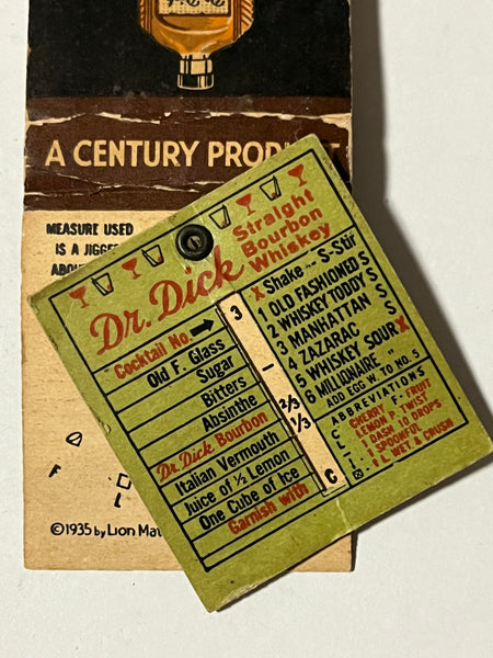 "Dr. Dick Whiskey" Vintage Feature Matchbook